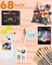 68PCS Acrylic Paint Canvas Set for Adults & Kids, Art Painting Supplies Kit with 24 Paints,Table Easel,8 Canvas Panels,12 Brushes,Paper Pad,Cleaning Cup,Sponge,Palette for Artist Beginner